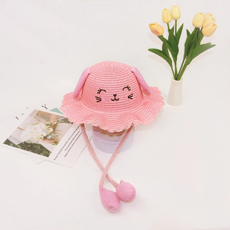 New TikTok Kids' Inflatable Paper Straw Hat Cartoon Cat Bunny Ears Move