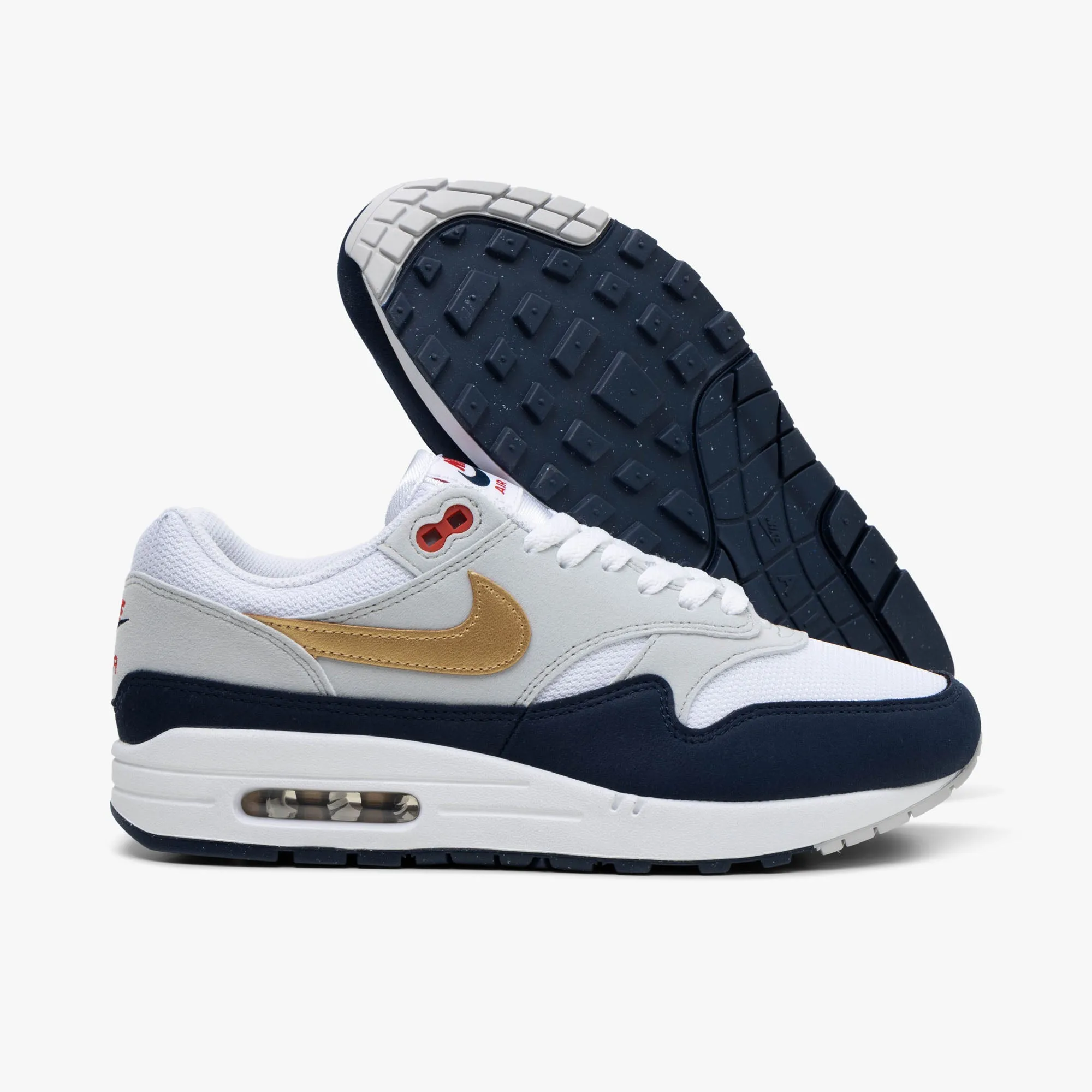 Nike Air Max 1 Obsidian / Metallisches Gold - Weiß