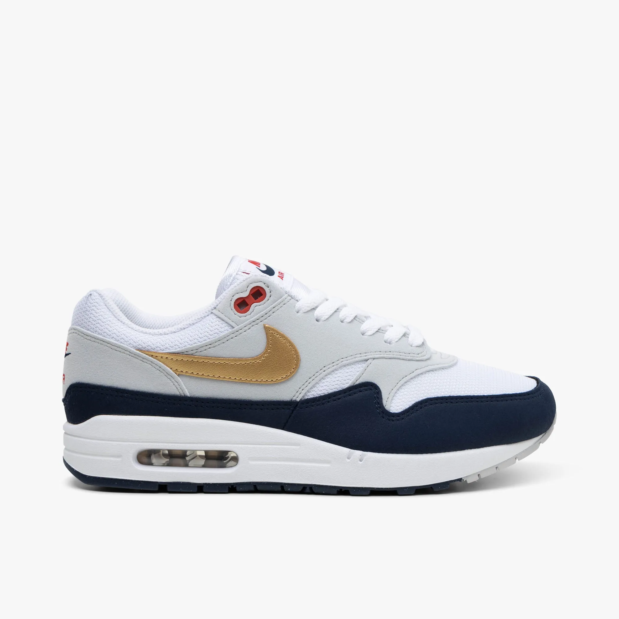Nike Air Max 1 Obsidian / Metallisches Gold - Weiß