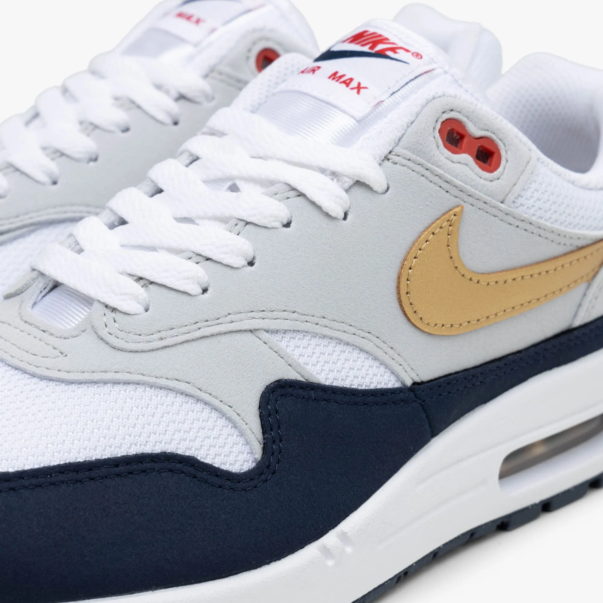 Nike Air Max 1 Obsidian / Metallisches Gold - Weiß