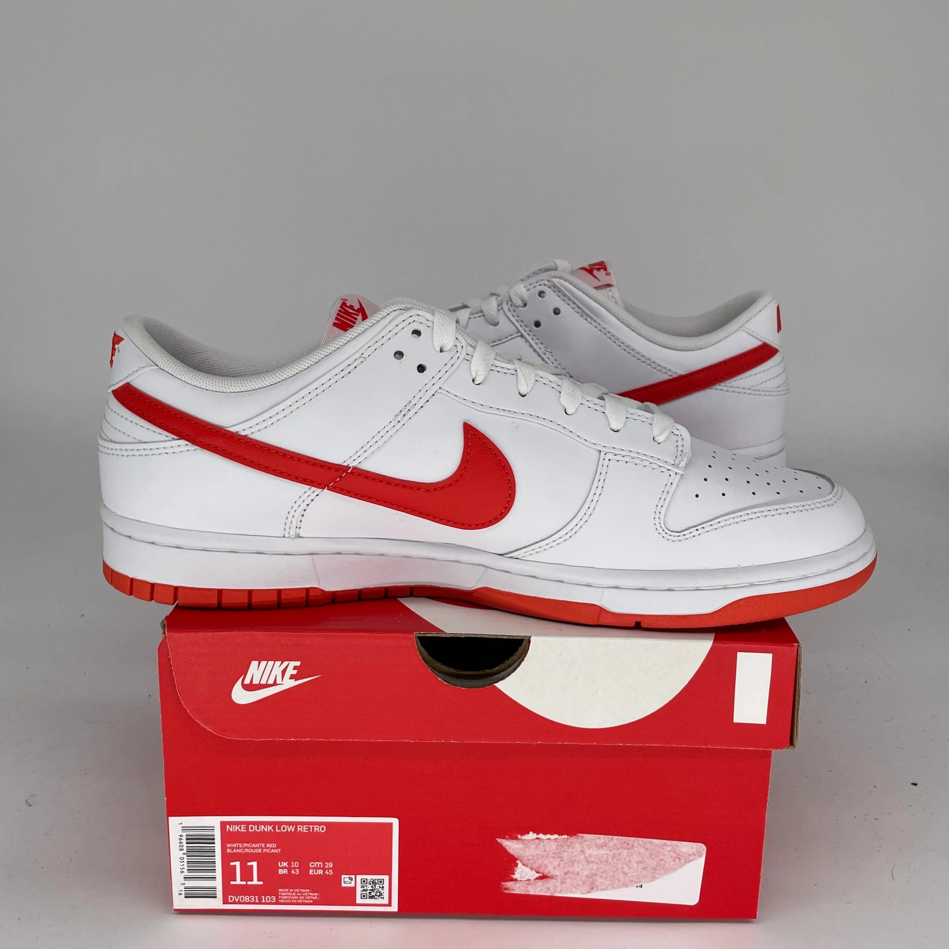NIKE DUNK LOW WEIß PICANTE ROT GRÖßE 11 DV0831-103