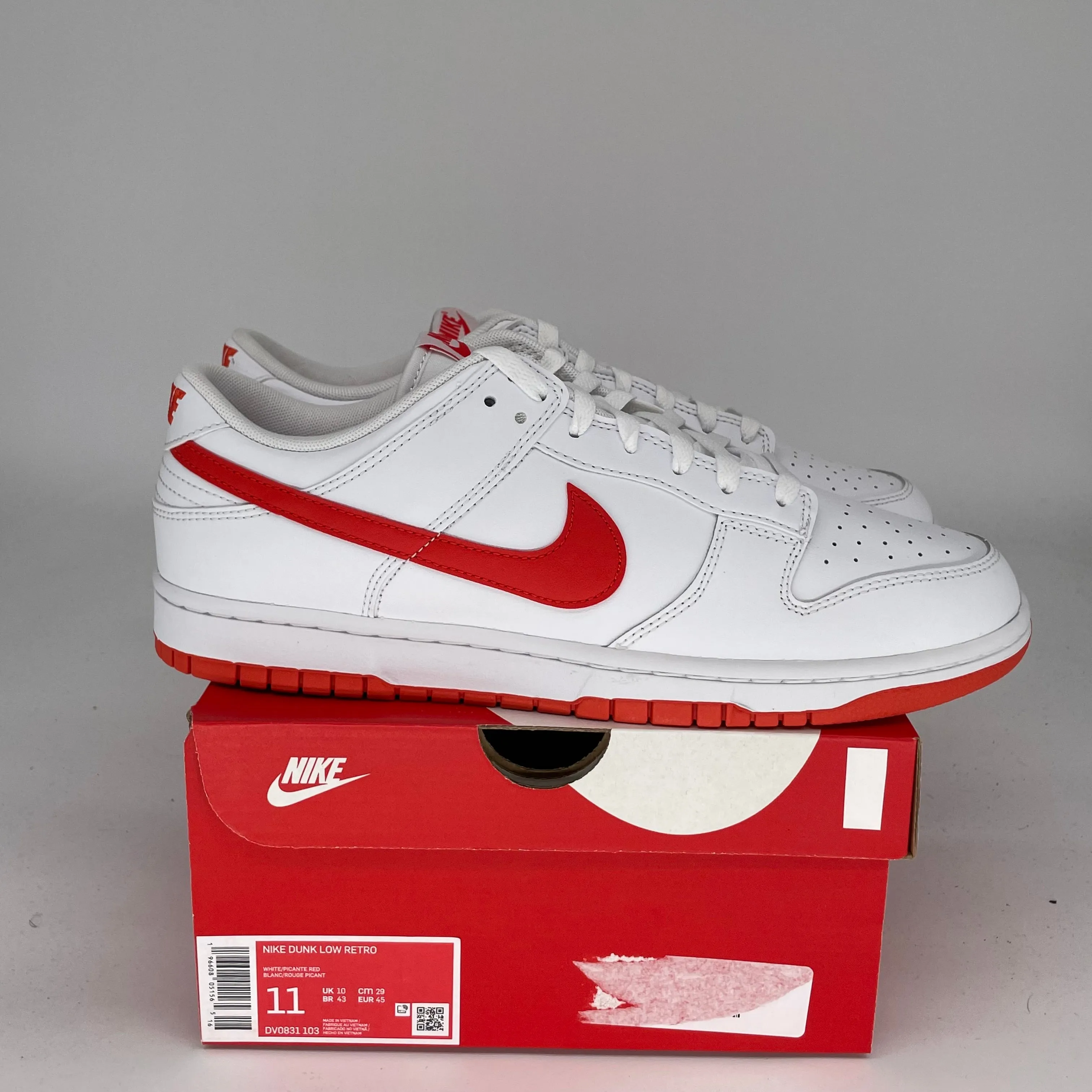 NIKE DUNK LOW WEIß PICANTE ROT GRÖßE 11 DV0831-103