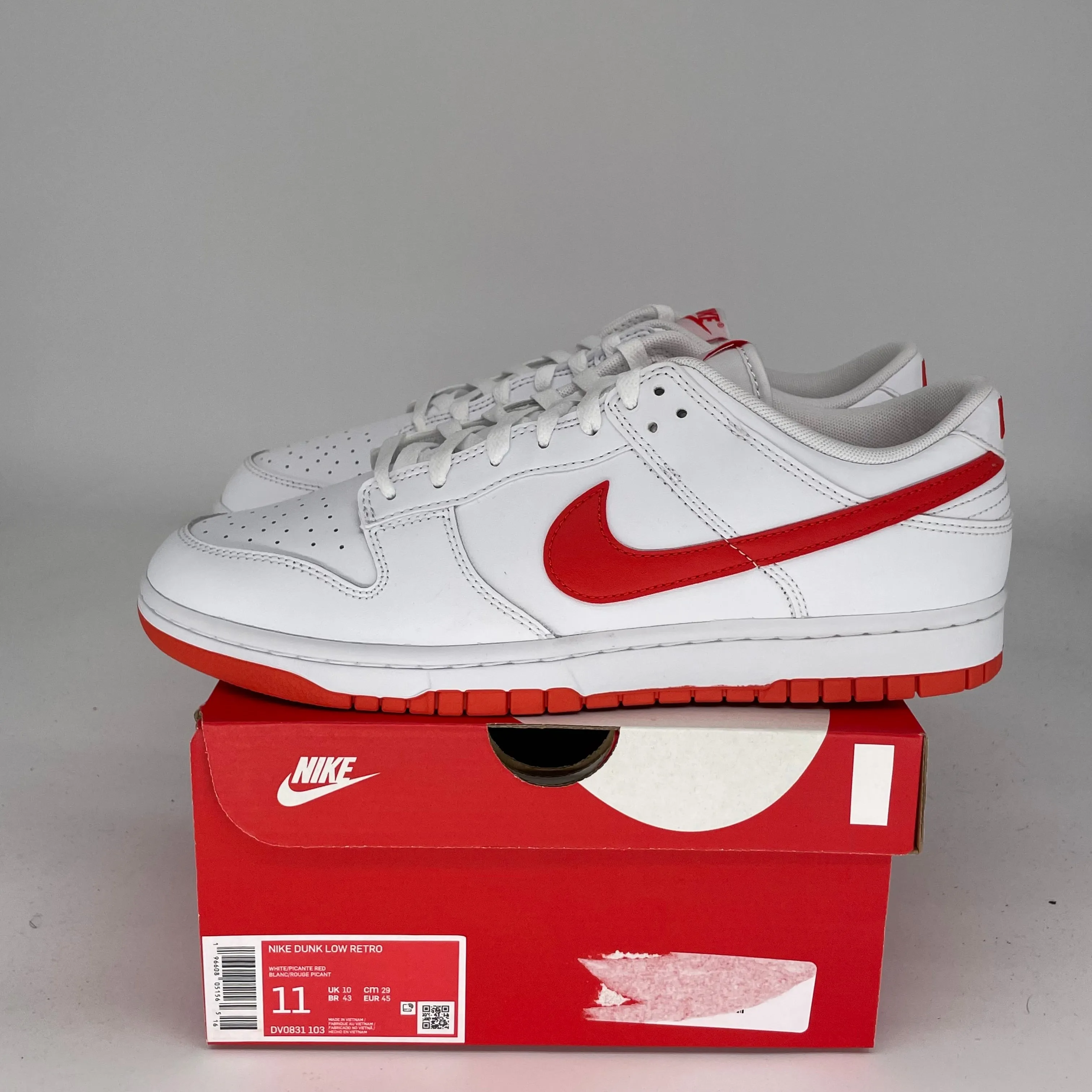 NIKE DUNK LOW WEIß PICANTE ROT GRÖßE 11 DV0831-103