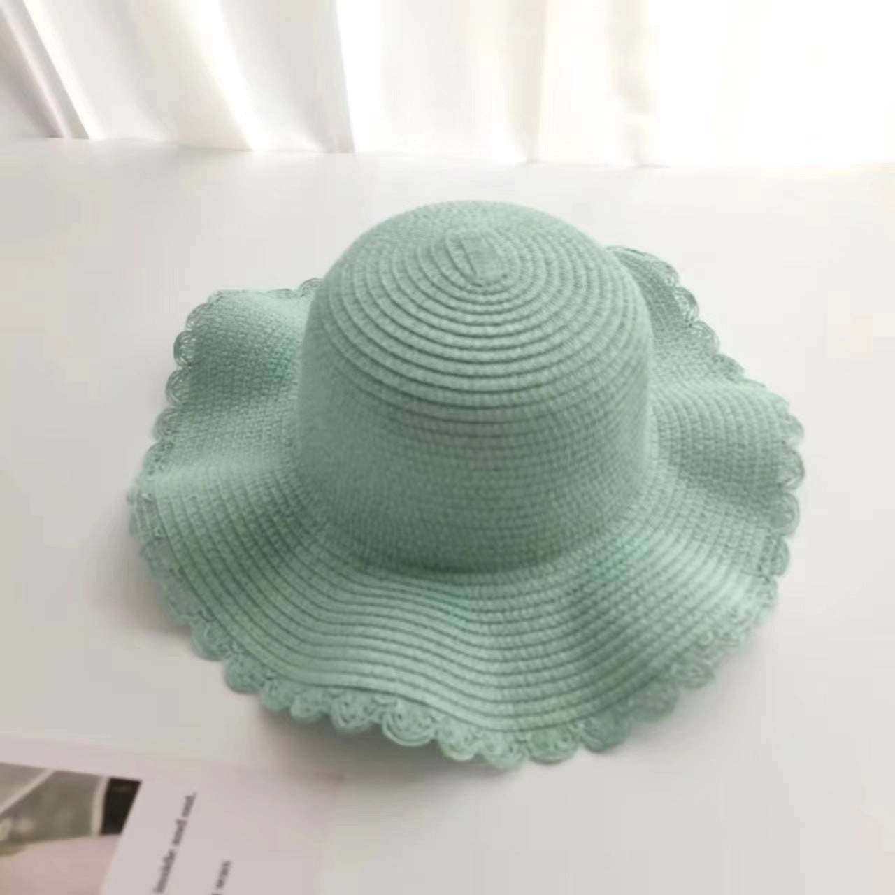 Parent-Child Wave-Edge Straw Hat