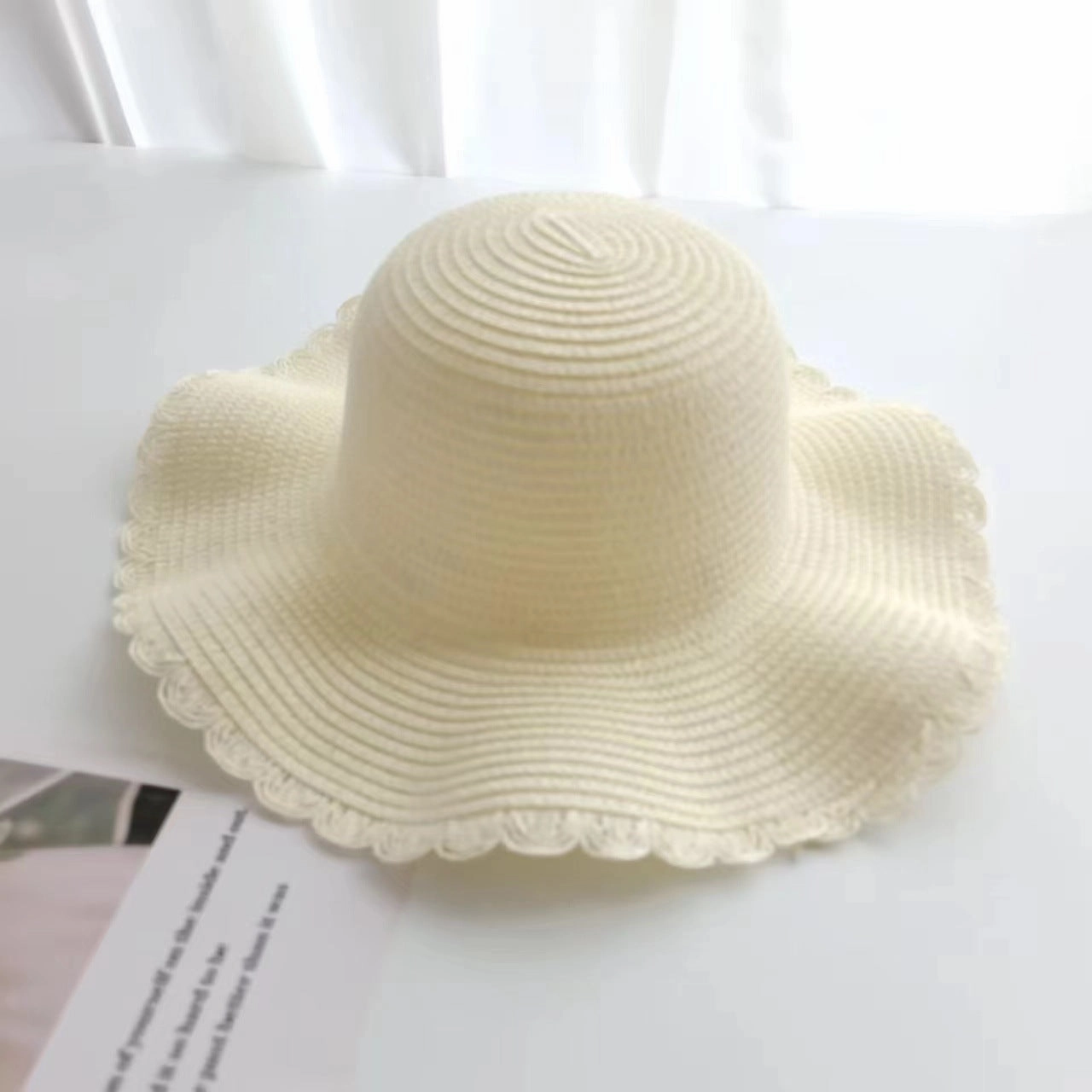 Parent-Child Wave-Edge Straw Hat