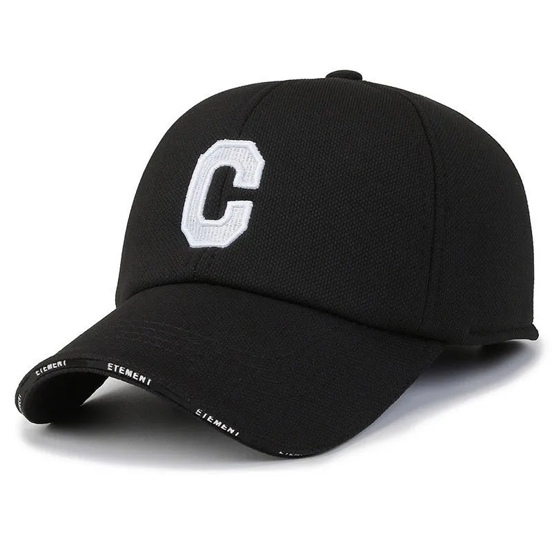 Pineapple Pattern Embroidered Korean Structured Duckbill Cap