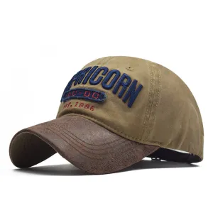 PU Patchwork Vintage Cotton Washed Baseball Cap casual-baseball-cap