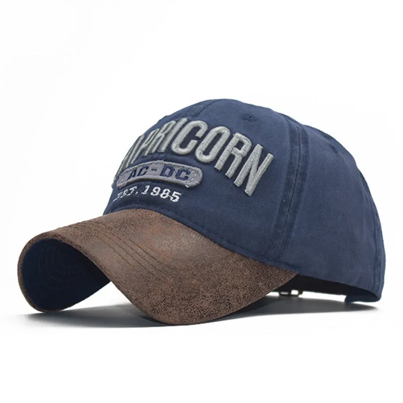 PU Patchwork Vintage Cotton Washed Baseball Cap
