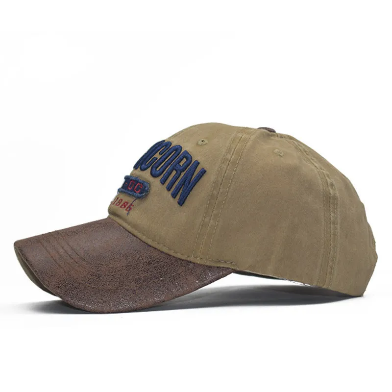 PU Patchwork Vintage Cotton Washed Baseball Cap
