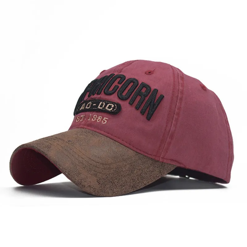 PU Patchwork Vintage Cotton Washed Baseball Cap