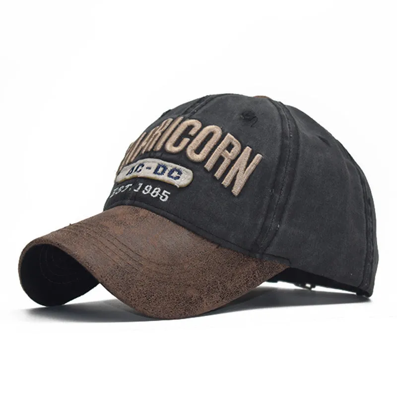 PU Patchwork Vintage Cotton Washed Baseball Cap