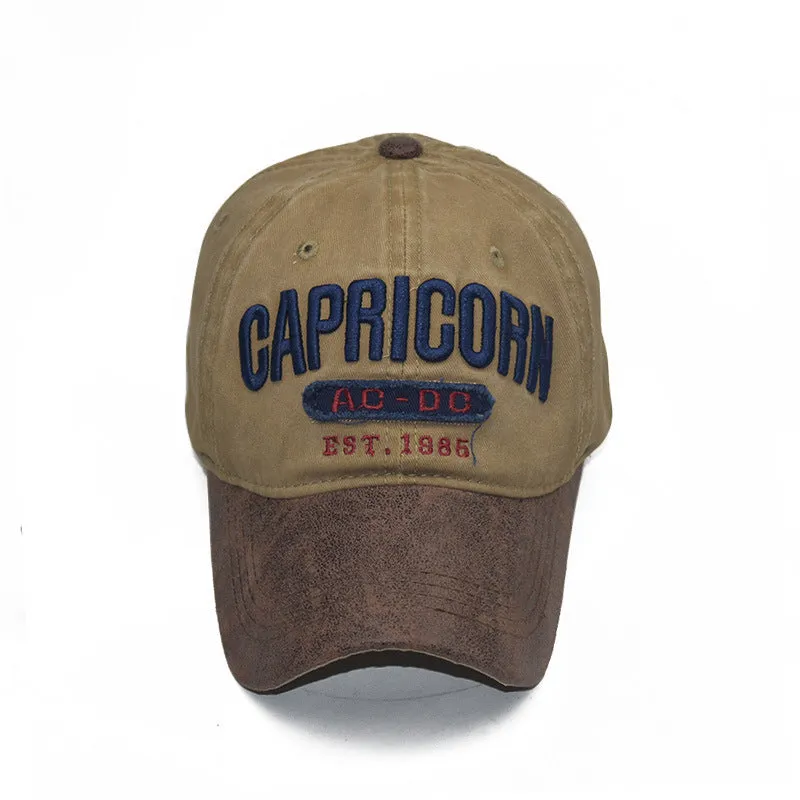 PU Patchwork Vintage Cotton Washed Baseball Cap