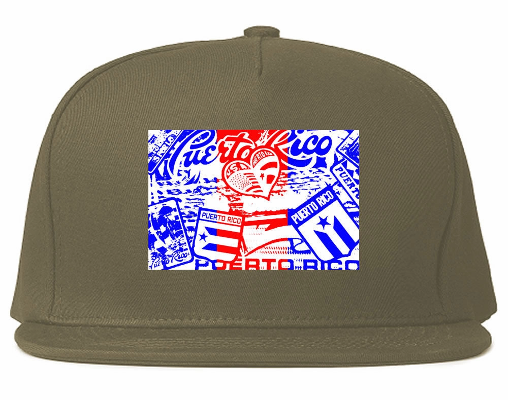Puerto Rico Red Blue Flag Snapback Hat Cap