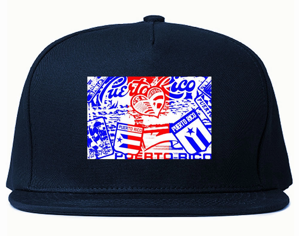 Puerto Rico Red Blue Flag Snapback Hat Cap