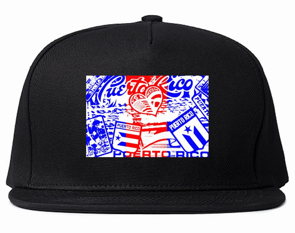 Puerto Rico Red Blue Flag Snapback Hat Cap