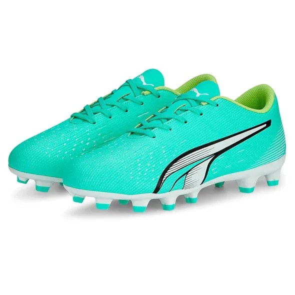 Puma Junior Ultra Play FG Schuhe für festen Untergrund - Pfefferminz-weiß-schnelles Gelb