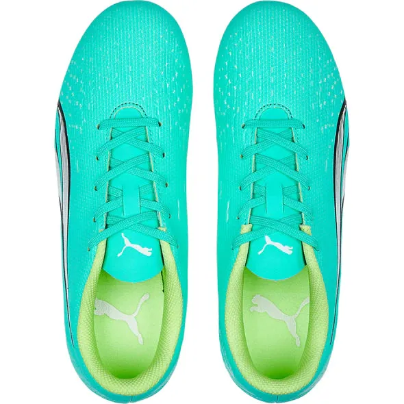 Puma Junior Ultra Play FG Schuhe für festen Untergrund - Pfefferminz-weiß-schnelles Gelb