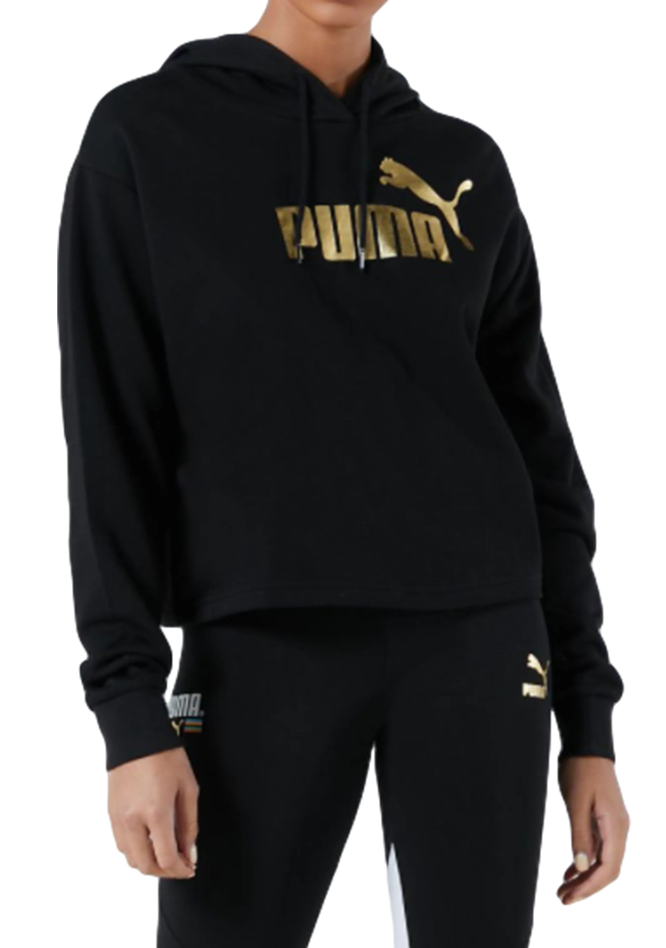 Puma Damen ESS Cropped Metallic Logo Hoodie <br> 586892 01