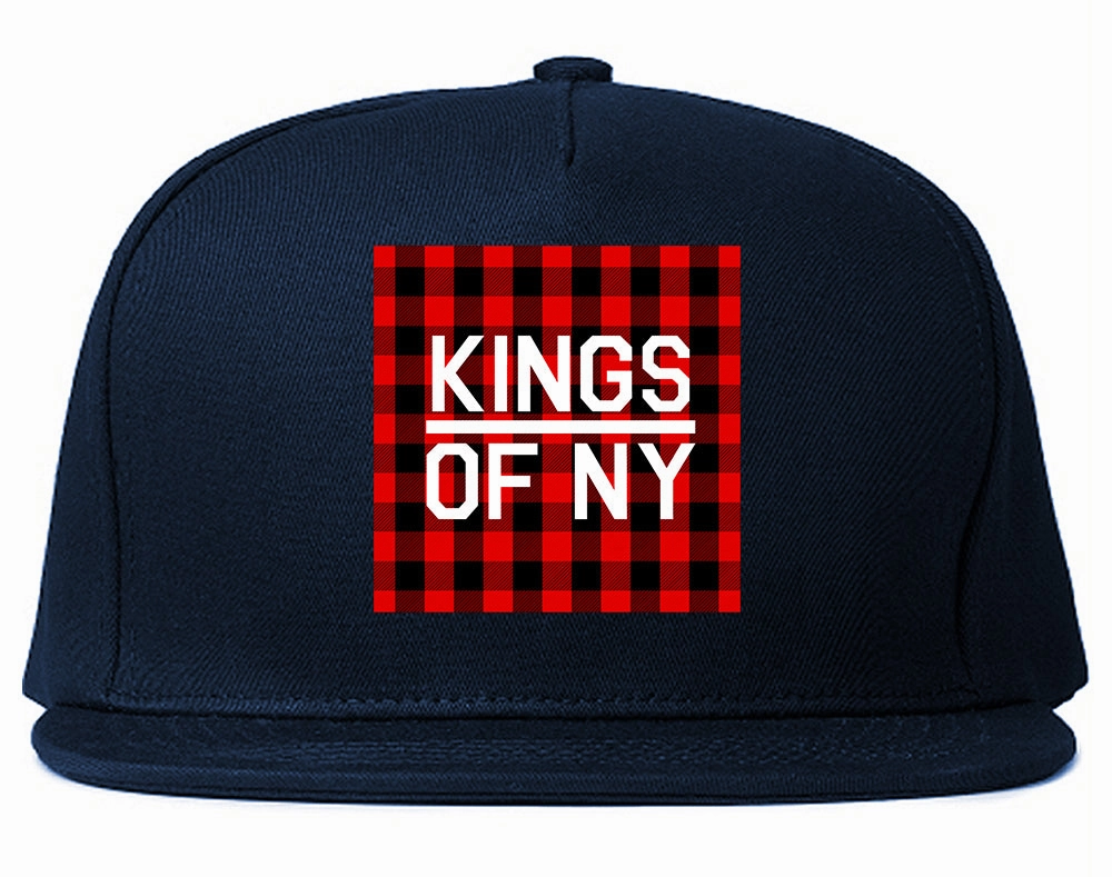 Red Buffalo Plaid Box Logo Mens Snapback Hat