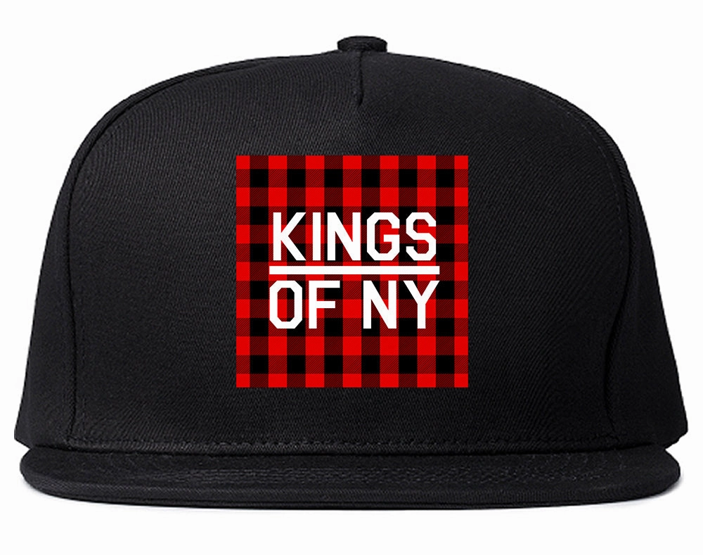Red Buffalo Plaid Box Logo Mens Snapback Hat