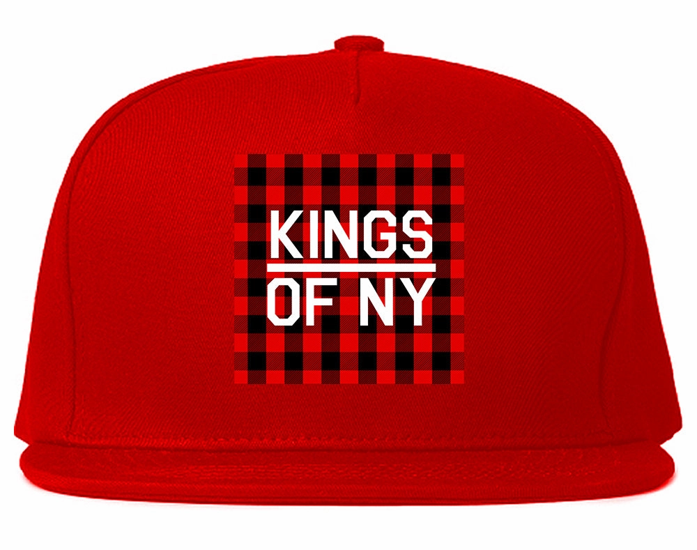 Red Buffalo Plaid Box Logo Mens Snapback Hat
