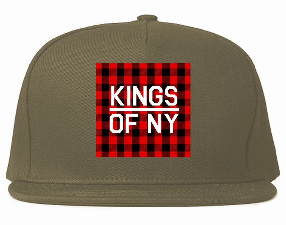 Red Buffalo Plaid Box Logo Mens Snapback Hat