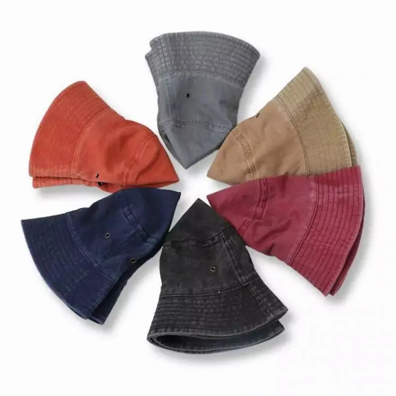 Retro Washed Cotton Bucket Hat