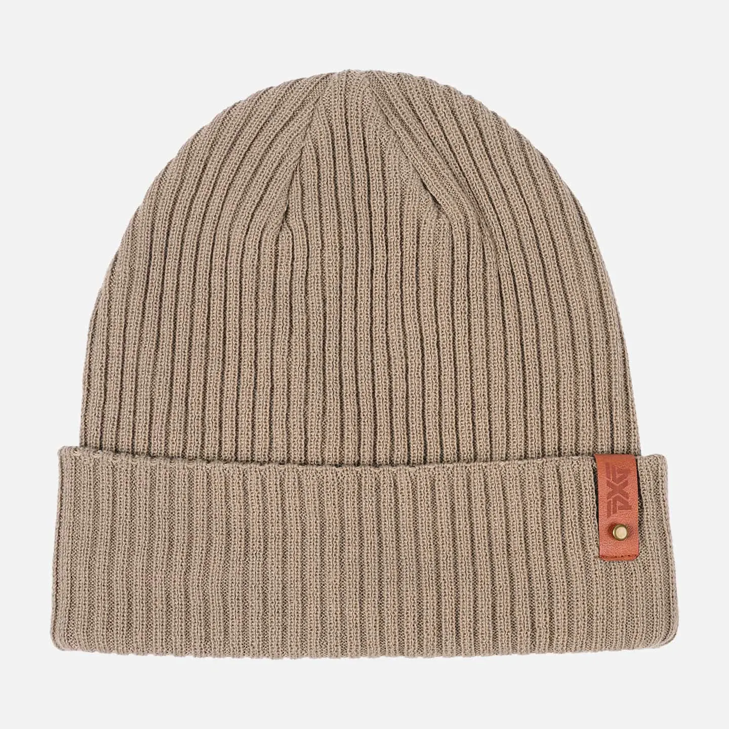 Rib Knit Cuff Beanie - Taupe/Rust - One Size casual-dad-hat