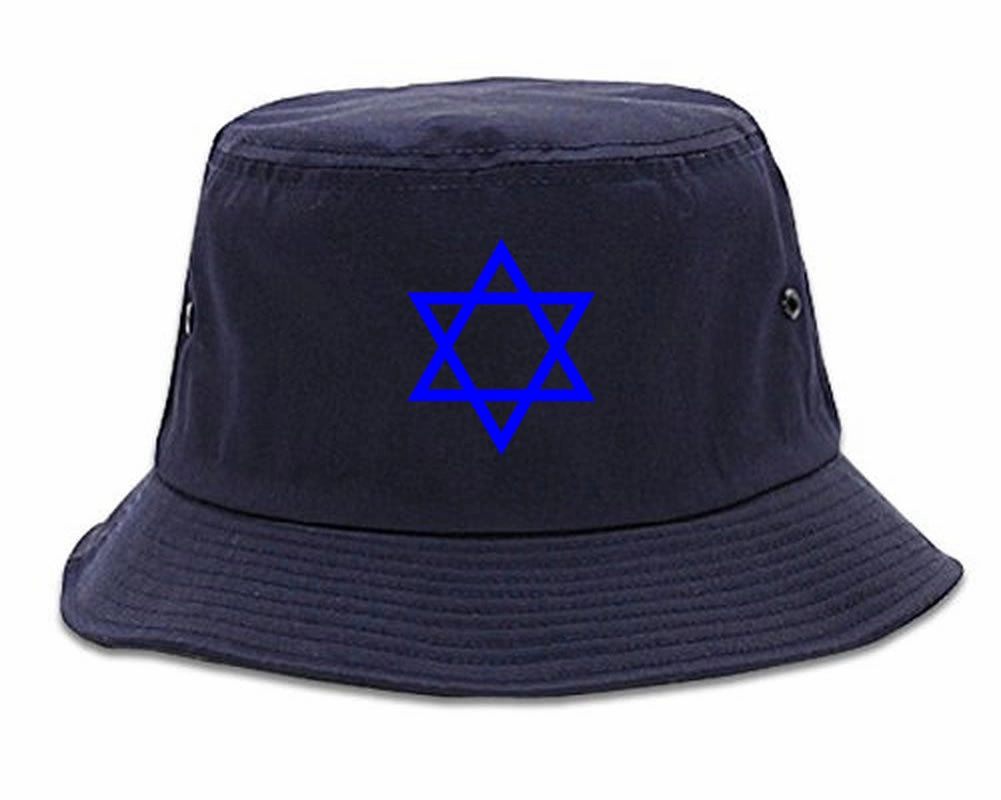 Royal Blue Star Of David Jewish Chest Mens Bucket Hat