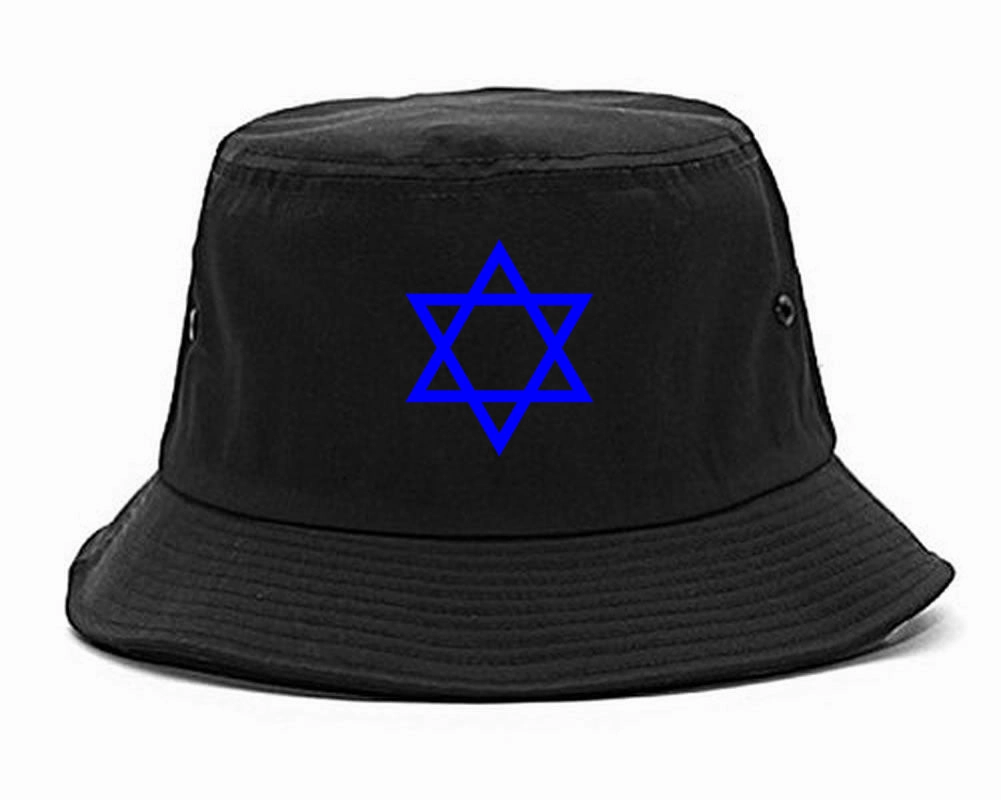 Royal Blue Star Of David Jewish Chest Mens Bucket Hat