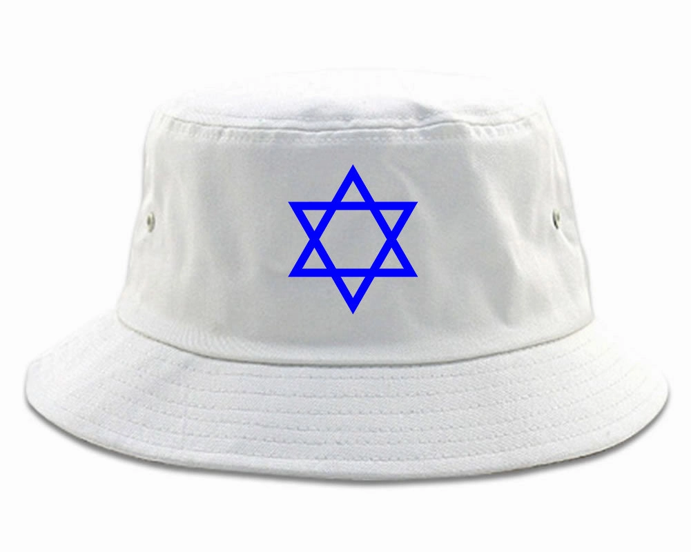 Royal Blue Star Of David Jewish Chest Mens Bucket Hat