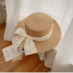Rural Style Flat Top Lace Straw Hat spring-straw-hat