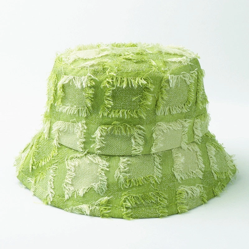 Saint-Dennis Fur Plaid Bucket Hat