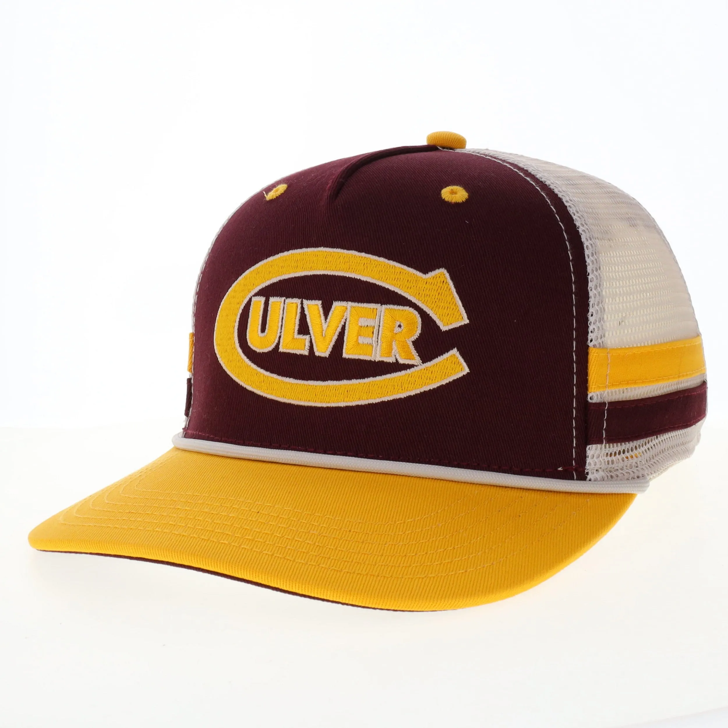 Side Bar 5 Panel Mid-Pro Trucker - Maroon / Gold/ White casual-dad-hat