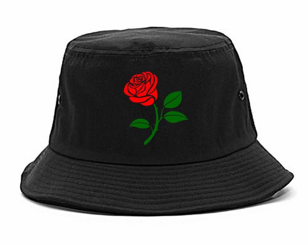 Single Red Rose Bucket Hat