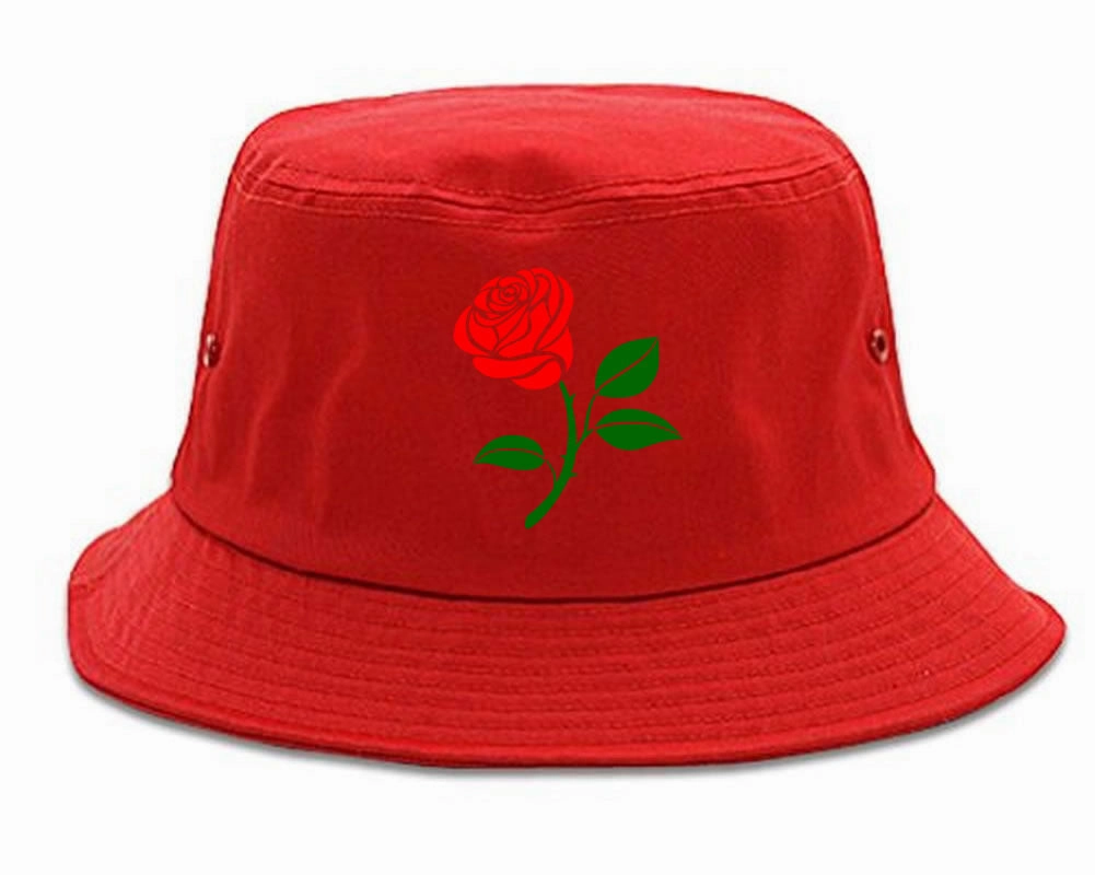 Single Red Rose Bucket Hat