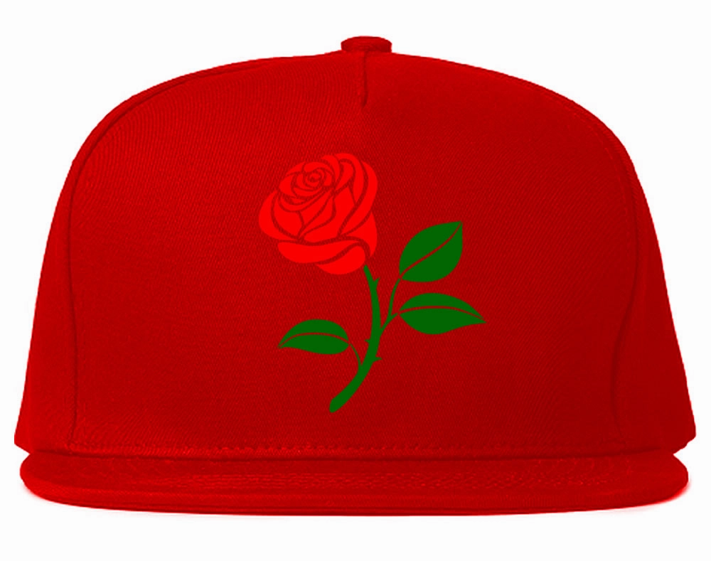 Single Red Rose Snapback Hat