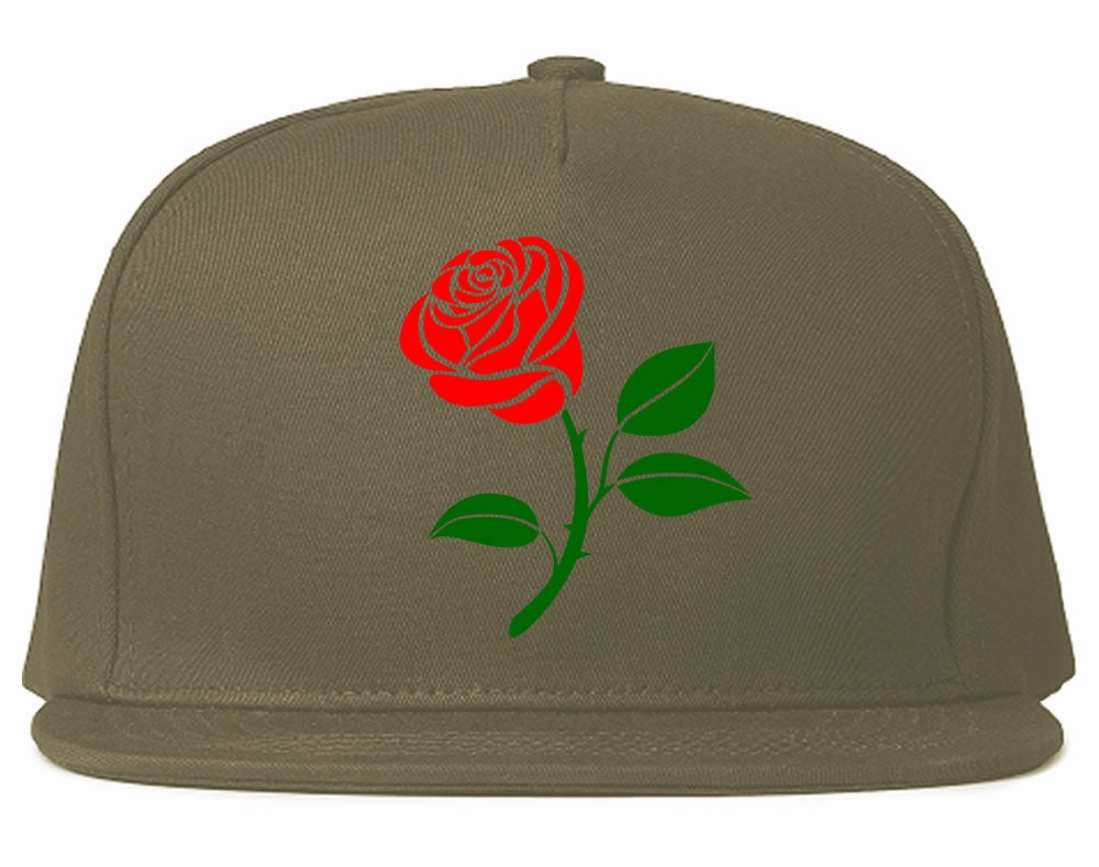 Single Red Rose Snapback Hat
