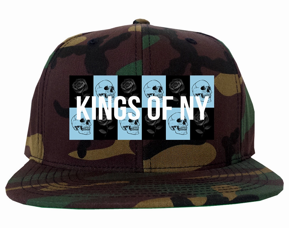 Skull And Rose Box Logo Mens Snapback Hat
