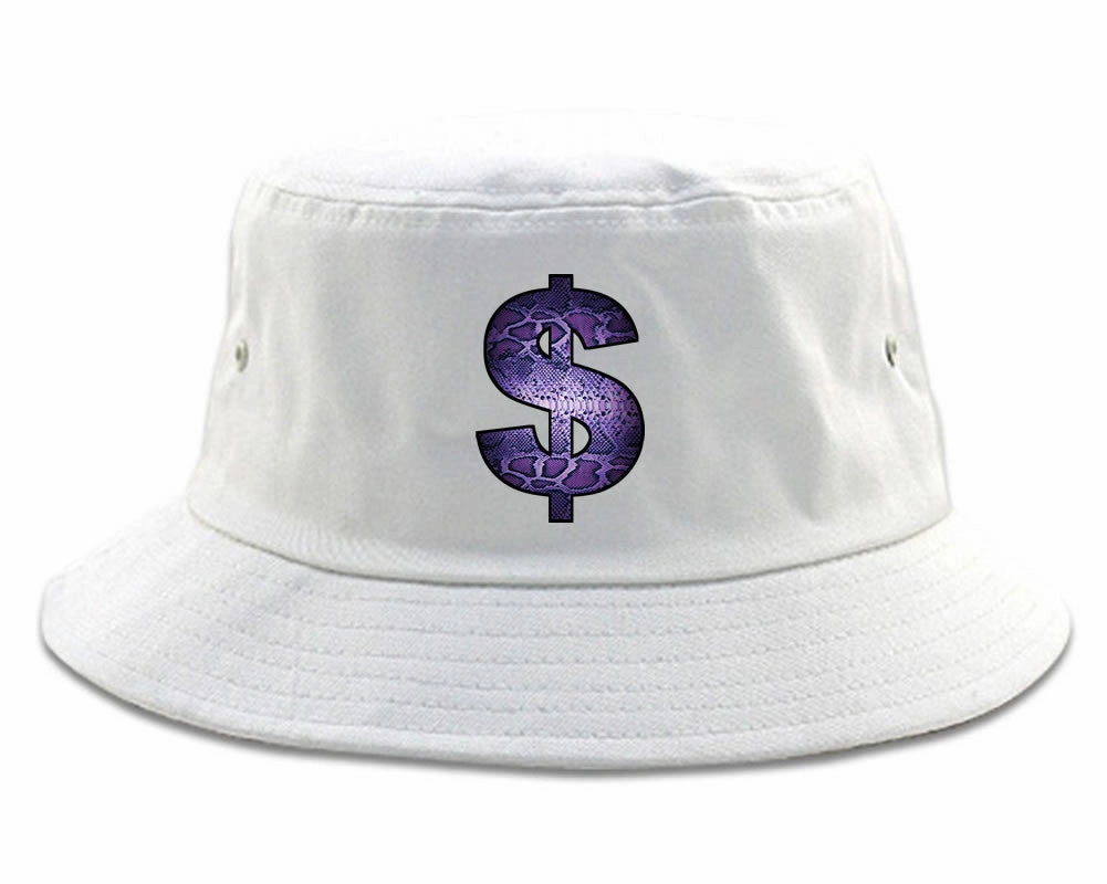 Snakeskin Money Sign Purple Animal Print Bucket Hat