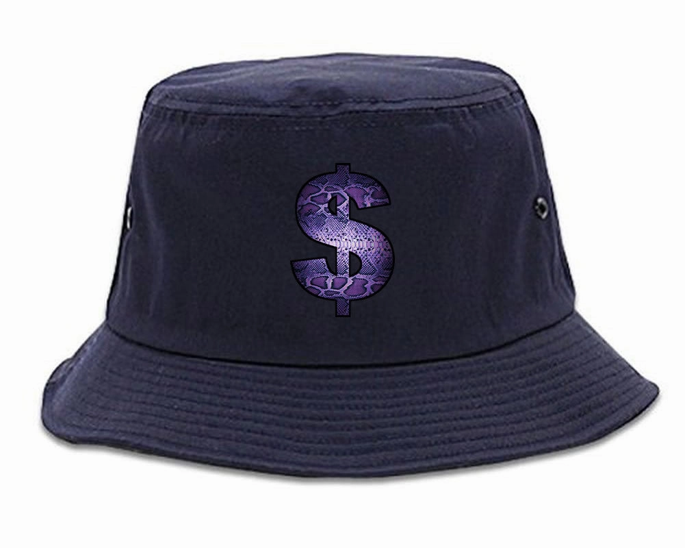 Snakeskin Money Sign Purple Animal Print Bucket Hat