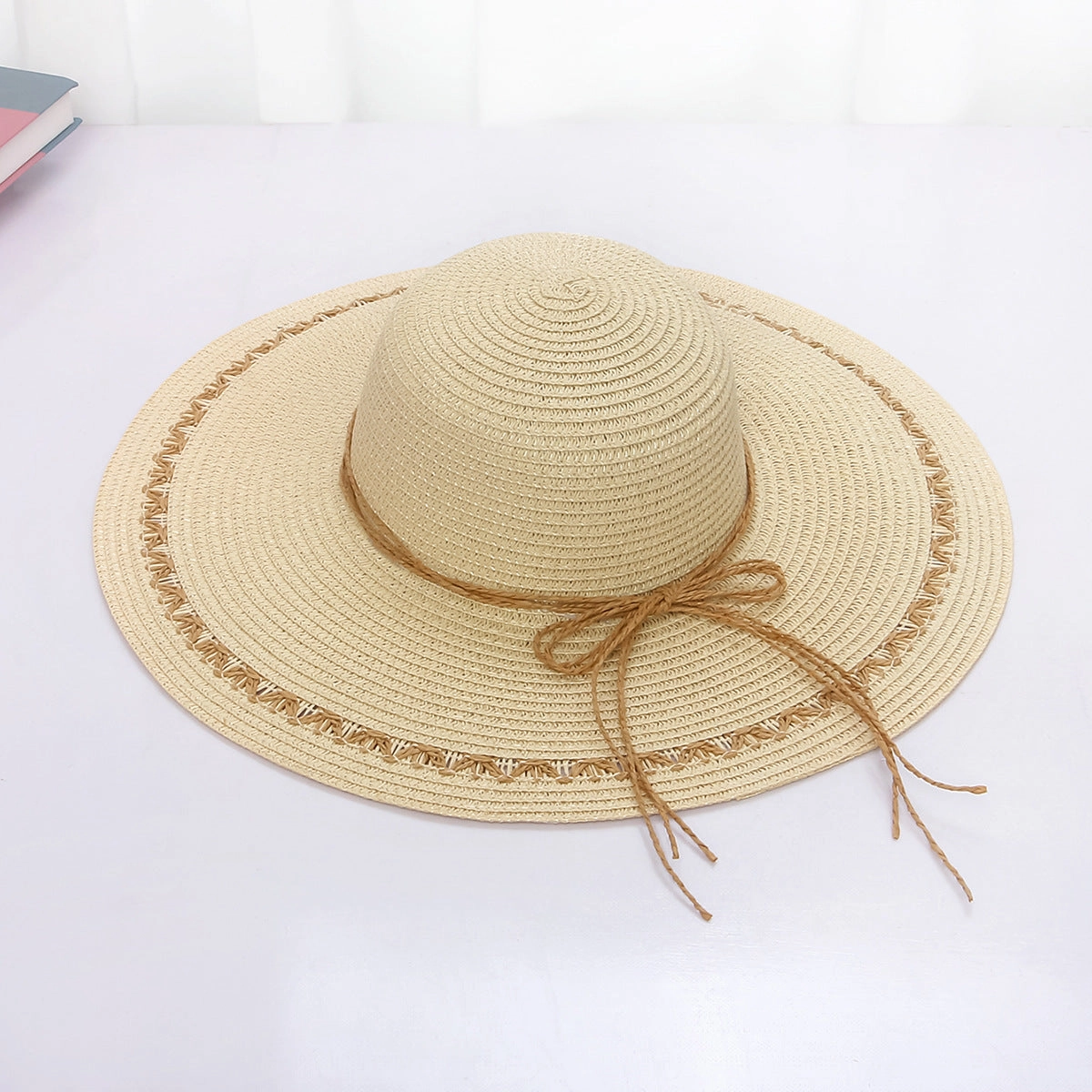 Straw Hat and Tote Set Summer Beach Sun Protection Hat Simple Sun Hat