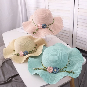 Straw Hat Women's Wave Brim Wide Brim Sun Summer Outdoor UV Family spring-straw-hat