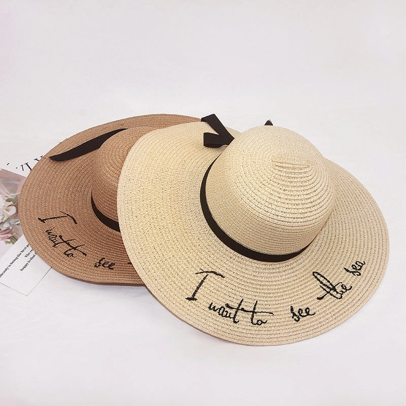Summer Big Brim Embroidered Sun Hat Foldable Beach spring-straw-hat