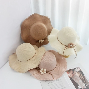 Summer Hat Women's Wave Brim Floral Sun Outdoor Beach Vacation spring-straw-hat