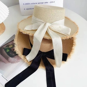 Summer Raffia Hat French Flat Top Beach Sun Protection spring-straw-hat