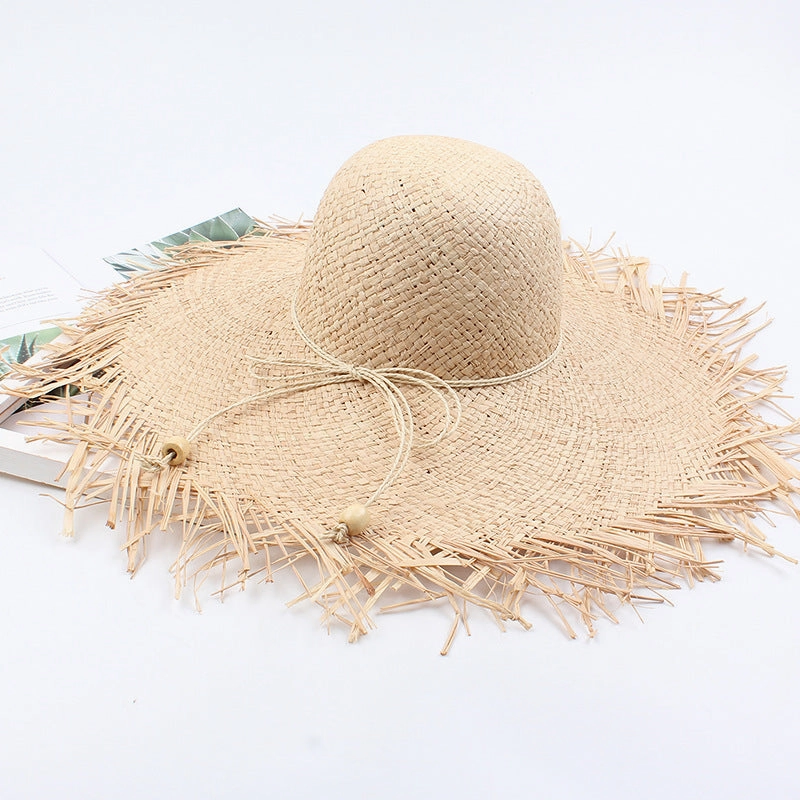 Summer Sun Hat Women's Beach Foldable Wide Brim Raffia spring-straw-hat