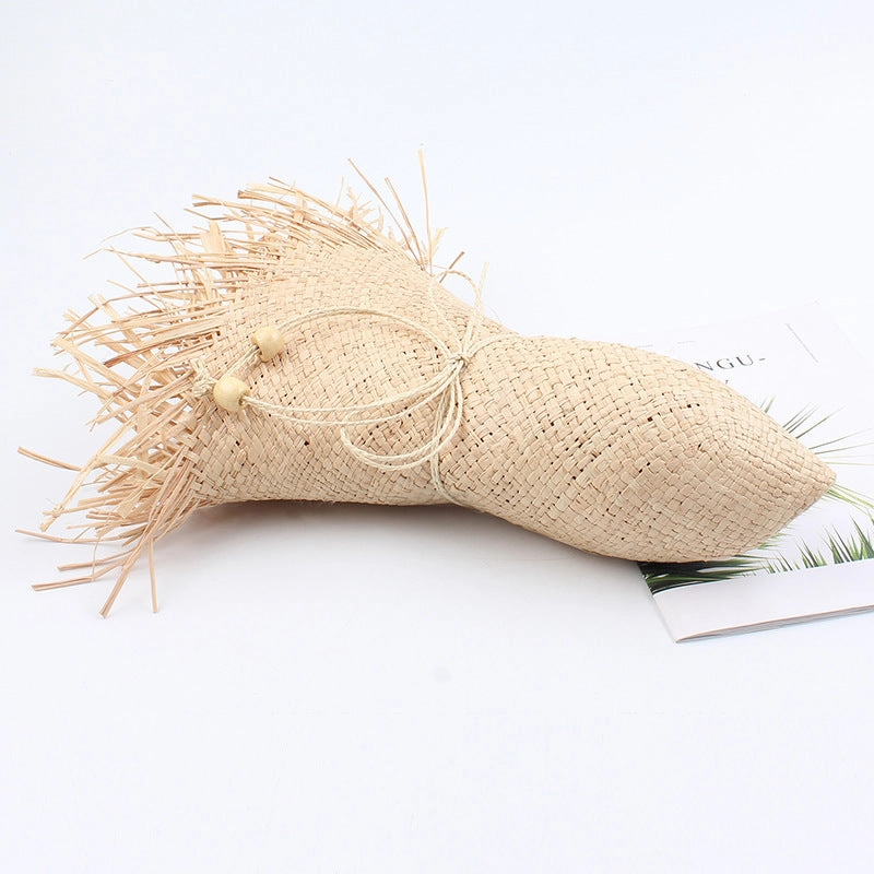 Summer Sun Hat Women's Beach Foldable Wide Brim Raffia