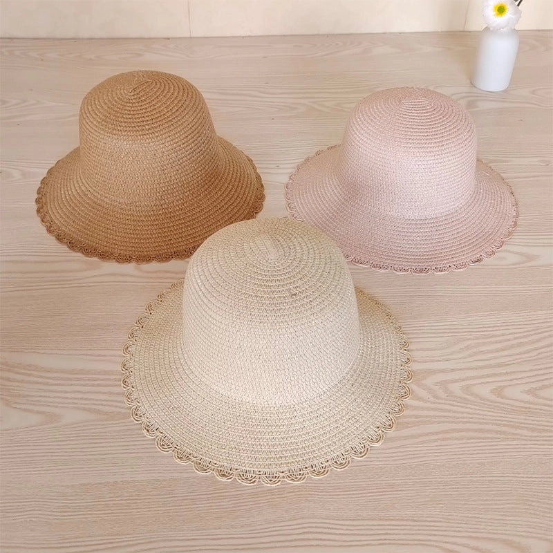 Summer Wavy Lace Women Bucket Hat UV Casual Travel Sun Hat Fisherman spring-straw-hat