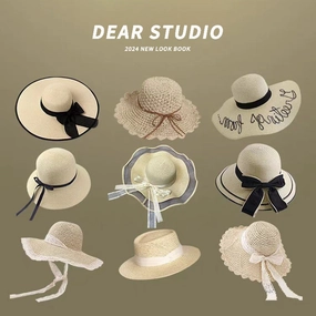 Summer Wide-Brim Straw Hat UV Protection Beach Vacation French Bow spring-straw-hat